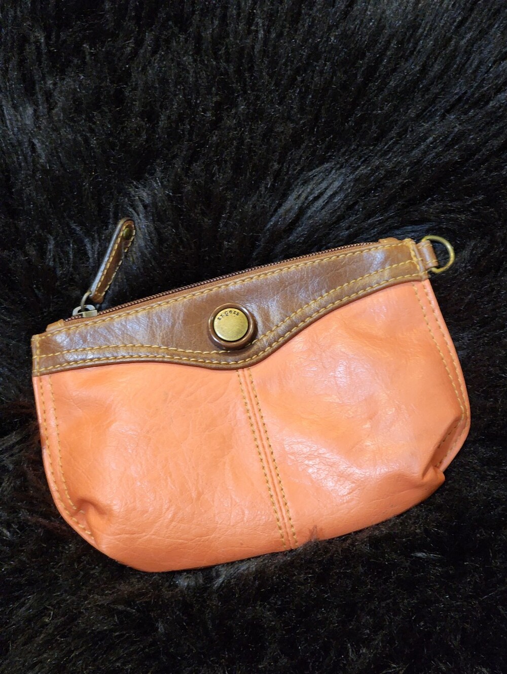 Faux Leather Axcess Coral Wristlet Pouch